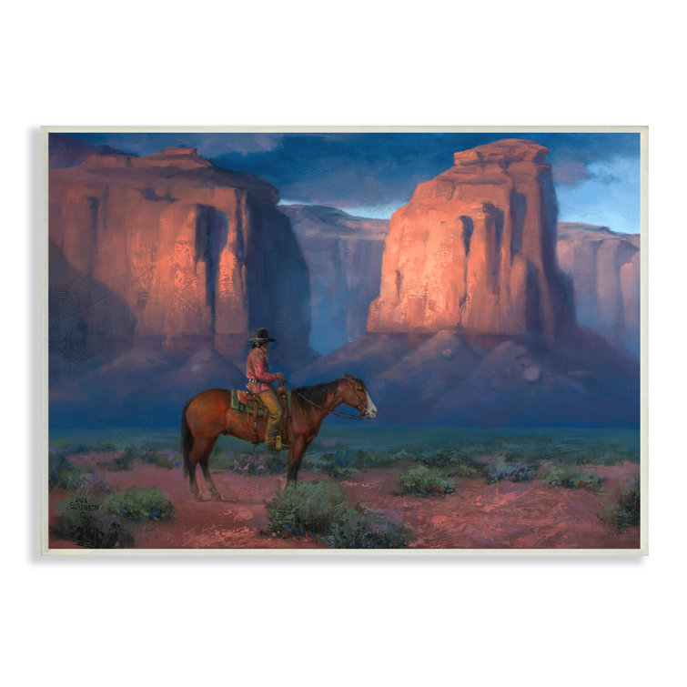 Cowboy Riding Old Wild West Arid Grand Canyonxxl Stretched Canvas Wall Art By Jack Sorenson